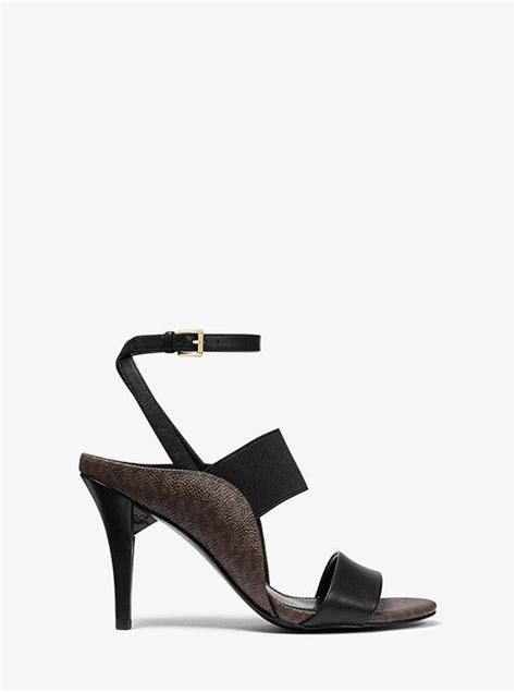 nora michael kors|Nora Leather and Logo Sandal .